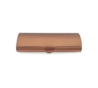 JZK Slim aluminium eyeglasses case, hard shell lightweight glasses case for nearsighted glasses for men women, glasses box with snap lock, spectacles protection case, brown