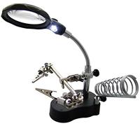 JZK Soldering Helping Hands Magnifier Station, 3.5X & 12X Dual Magnifying Glass with LED Light, Soldering Iron Stand & Holder