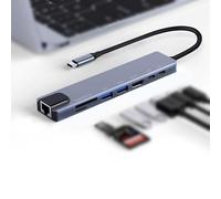 JZK USB C Hub with ethernet adapter, 8 in 1 Multiport Splitter 87W PD, 4K HDMI, SD & TF Card reader, Type C Port, USB 3.0/2.0, for MacBook, iPad Pro, Chromebook, Huawei, Dell XPS, HP, Samsung