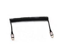 JZK USB C to USB C fast charging coiled cable, dual type C connectors data cable, retractable car charger cord for iPhone 15 16, for Xiaomi, for Huawei, for Galaxy S24 S23