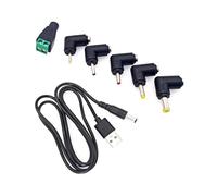JZK USB to DC power cable, 1M USB charger cable with 5.5 X 2.1mm connector plug power cord adapter, with 5x right angled barrel jack 5.5 x 2.5mm, 4.0 x 1.7mm, 3.5 x 1.35mm, 3.0 x 1.1mm, 2.5 x 0.7mm