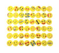 JZK Yellow Round Rubber ERASER 48x - Cute Emoji Designs, Novelty Gifts for Kids Party, Birthday, Festival, New Year, Christmas, Study Rewards