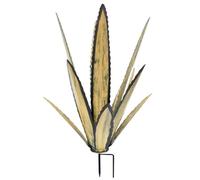 JZLEJC 11x18 Inch Metal Plants, Metal Agave with Detachable Stake Rustic Nostalgic Plants Weatherproof & Realistic Artificial Agave Outdoor Decor, Apricot