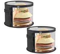JZLEJC 2Pcs 16.5x10 Inch Round Hat Box with Clear Lid & Window Zipper Closure Portable Non-Woven Storage