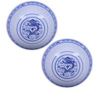 JZLEJC 2Pcs Blue and White Dragon Porcelain Ramen Noodle Bowl, 800ml Capacity, Chinese Style, Round Ceramic Bowl for Ramen, Soup, Cereal, Dessert