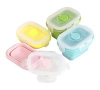 JZLEJC 4PCS 150ml Collapsible Silicone Food Storage Containers Stackable Microwave Fridge Dishwasher Safe with Clip Lids