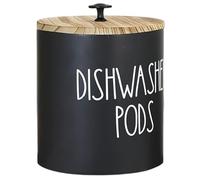 JZLEJC 5.1x4.7in Laundry Pods Container Wooden Dishwasher Pod Holder with Lid Minimalist Storage for Kitchen Bathroom