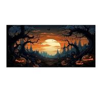 JZLEJC 8x7ft Halloween Garage Door Cover, Bat Pumpkin Hanging Banner with Rope for Outdoor Yard Wall