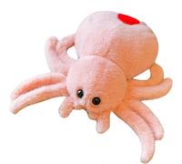 JZLEJC 9.8 Inch Spider Plush Decorative Big Eyes Adorable Halloween Stuffed Animals Soft Warmies Funny Party Favors for Boys Girls, Light Red