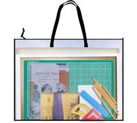 JZLEJC Art Folder 19x25 Clear Zipper Art Folder, Waterproof Mesh Art Portfolio Bag, Portable & Lightweight Storage Handbag for Posters Painting Bulletin Boards