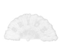 JZLEJC Bridal Hand Fan, White Faux Pearl Wedding Fan for Bride, Engagement, Costume Party, Dancing