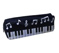JZLEJC Music Notes Pencil Case - Large Capacity Piano Keyboard Print Pouch for Office, College, Makeup