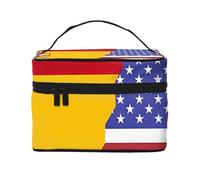 JZMTY Spacious Makeup Bag with Unique American Spain Flag Prints - Lightweight for Work, Travel and Gym