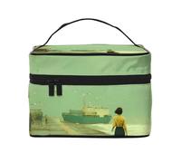 JZMTY Spacious Makeup Bag with Unique Dusk Harbor Prints â€“ Lightweight for Work, Travel and Gym