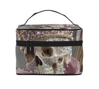 JZMTY Spacious Makeup Bag with Unique Jewel Skull Prints â€“ Lightweight for Work, Travel and Gym