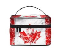 JZMTY Spacious Makeup Bag with Unique Retro Canada Flag Prints â€“ Lightweight for Work, Travel and Gym