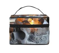 JZMTY Spacious Makeup Bag with Unique Skull Glimmer Prints â€“ Lightweight for Work, Travel and Gym