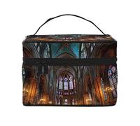 JZMTY Spacious Makeup Bag with Unique Solemn church Prints â€“ Lightweight for Work, Travel and Gym