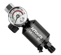 JZNTOOLS 1/4 ″ Air Regulator and Water-Oil Separator Kit with Pressure Relief Valve and Pressure Gauge, Durable Aluminium; For Injection of Clean, Dry Compressed Air (Black-A)