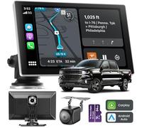 Jzones 9-Inch Car Stereo with Wireless Apple Car Play & Android Auto, GPS Navigation, Bluetooth, 4K Front & 1080P Rear Cameras Car Tablet, Voice Control, Easy Plug and Play Installation