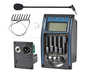 Jzoowar 1Set Acoustic Guitar Pickup Guitar Preamp Piezo Pickup Tuner With Mic LCD Display