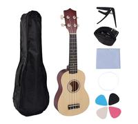 Jzoowar 21 Inch Ukulele Set for Beginners 4-String Small Guitar Basswood Ukulele with Carry Bag Clip and 4 Picks-Wood