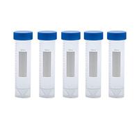 Jzoowar 5 Pieces 50ml Plastic Transparent Centrifuge tube with scale Plastic test tube free-standing with Screw Cap
