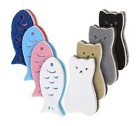 Jzoowar 8 Pieces Kitchen Scrub Sponges Cats Fish Cleaning Sponge Dishwashing Scrubber Non-Scratch Multi-Use Sponges