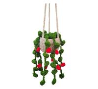 Jzoowar Rearview Mirror Pendant Cute Potted Plants Crochet Car Mirror Hand Knitted Plant Hanging Ornaments Car Accessories C