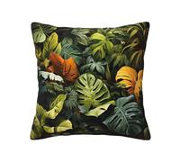 JZQZH 12 in X 12 in Pillowcase Double-Sided Tropical Rainforest Palm Leaves Print Throw Pillow Cover Soft Skin-Friendly Fabric for Sofa Bedroom