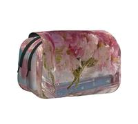 JZQZH Beneath the Cherry Blossoms Double Layer Clamshell Pen Case â€“ Exquisite Durable Storage for Stationery and Small Items