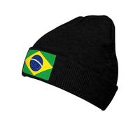 JZQZH Black Comfort Knitted Hat Brazilian Flag Fashionable Design Suitable for Various Outdoor Occasions, Black, One size