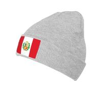 JZQZH Black Comfort Knitted Hat Flag of Peru Fashionable Design Suitable for Various Outdoor Occasions, Gray, One size
