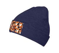 JZQZH Black Comfort Knitted Hat Lots of Cartoon Little Foxes Fashionable Design Suitable for Various Outdoor Occasions, Navy Blue, One size