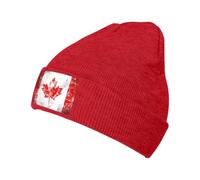 JZQZH Black Comfort Knitted Hat Retro Canada Flag Fashionable Design Suitable for Various Outdoor Occasions, Red, One size