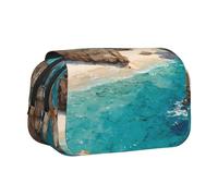 JZQZH Coast of Dreams Double Layer Clamshell Pen Case â€“ Exquisite Durable Storage for Stationery and Small Items