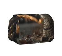 JZQZH Curious kitten Double Layer Clamshell Pen Case â€“ Exquisite Durable Storage for Stationery and Small Items