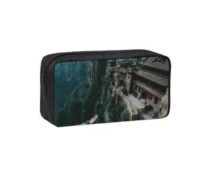 JZQZH Exquisite Building On The Cliff Pattern Pen Case Large Capacity Wear-Resistant Durable for Student Use