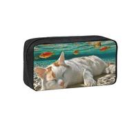 JZQZH Exquisite Cat Sleeping Underwater Pattern Pen Case Large Capacity Wear-Resistant Durable for Student Use