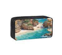 JZQZH Exquisite Coast of Dreams Pattern Pen Case Large Capacity Wear-Resistant Durable for Student Use