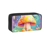 JZQZH Exquisite Fantasy Dream Mushroom Pattern Pen Case Large Capacity Wear-Resistant Durable for Student Use