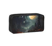 JZQZH Exquisite Moon Stars and Planets Pattern Pen Case Large Capacity Wear-Resistant Durable for Student Use