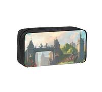JZQZH Exquisite Outside the Castle Gate Pattern Pen Case Large Capacity Wear-Resistant Durable for Student Use