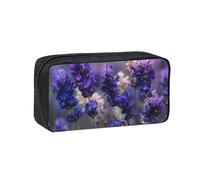 JZQZH Exquisite Purple Lavender Pattern Pen Case Large Capacity Wear-Resistant Durable for Student Use