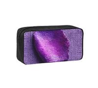JZQZH Exquisite Purple Petals Pattern Pen Case Large Capacity Wear-Resistant Durable for Student Use