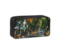 JZQZH Exquisite Street After Rain Pattern Pen Case Large Capacity Wear-Resistant Durable for Student Use