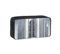 JZQZH Exquisite White High-rise Buildings Pattern Pen Case Large Capacity Wear-Resistant Durable for Student Use