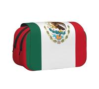 JZQZH Flag of Mexico Double Layer Clamshell Pen Case â€“ Exquisite Durable Storage for Stationery and Small Items