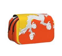 JZQZH Flag of the Kingdom of Bhutan Double Layer Clamshell Pen Case â€“ Exquisite Durable Storage for Stationery and Small Items