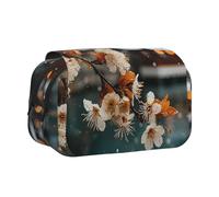 JZQZH Flowers By The River In Winter Double Layer Clamshell Pen Case â€“ Exquisite Durable Storage for Stationery and Small Items